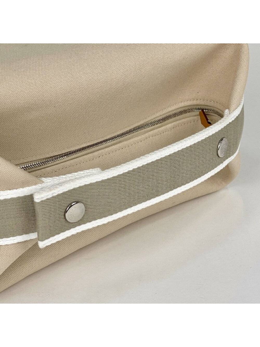 Hermes Bride-a-Brac GM Pouch Logo Handbag Cotton Beige - Picture 6 of 7
